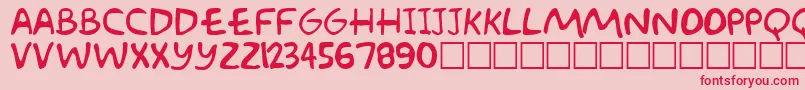GroeningPlain-Schriftart – Rote Schriften auf rosa Hintergrund