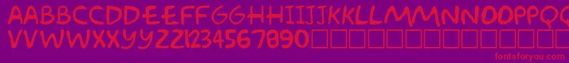 フォントGroeningPlain – 紫の背景に赤い文字
