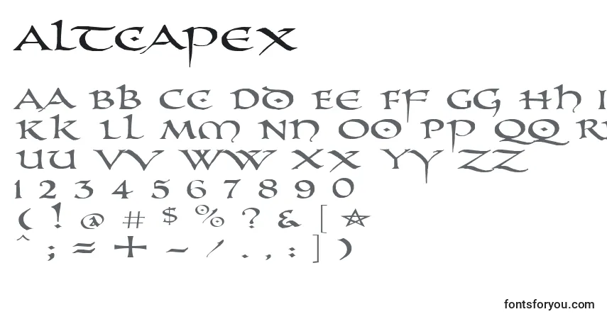 Schriftart Altcapex – Alphabet, Zahlen, spezielle Symbole
