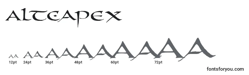 Размеры шрифта Altcapex