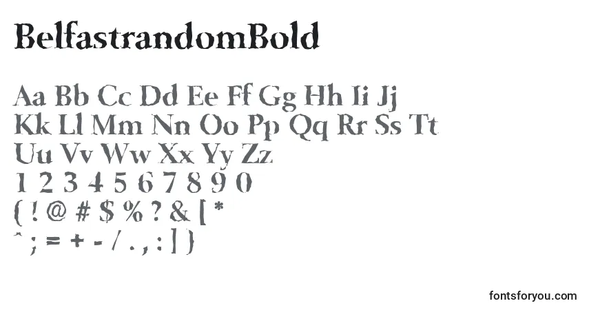 A fonte BelfastrandomBold – alfabeto, números, caracteres especiais