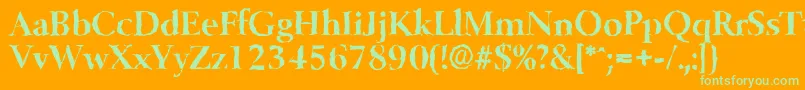 Fonte BelfastrandomBold – fontes verdes em um fundo laranja