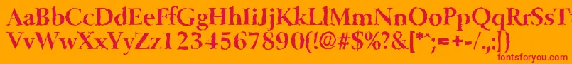 フォントBelfastrandomBold – オレンジの背景に赤い文字