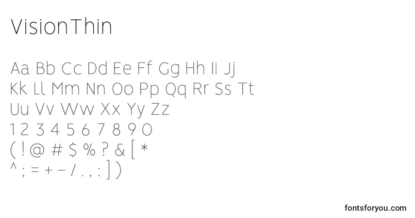Шрифт VisionThin – алфавит, цифры, специальные символы