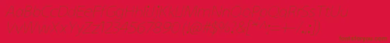 Weitere Informationen zur KiddysansLightItalic-Schriftart KiddysansLightItalic-Schriftart – Braune Schriften auf rotem Hintergrund