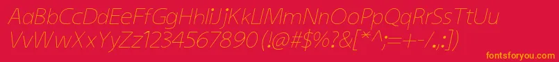 Шрифт KiddysansLightItalic – оранжевые шрифты на красном фоне