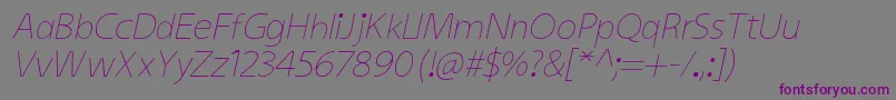 フォントKiddysansLightItalic – 紫色のフォント、灰色の背景