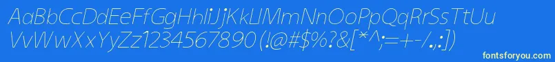 KiddysansLightItalic Font – Yellow Fonts on Blue Background