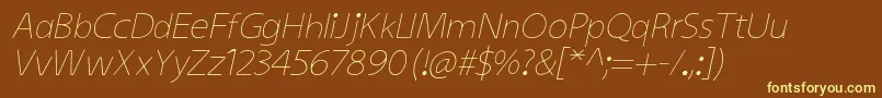 Подробнее о шрифте KiddysansLightItalic Шрифт KiddysansLightItalic – жёлтые шрифты на коричневом фоне