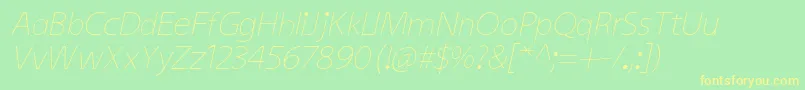 KiddysansLightItalic Font – Yellow Fonts on Green Background