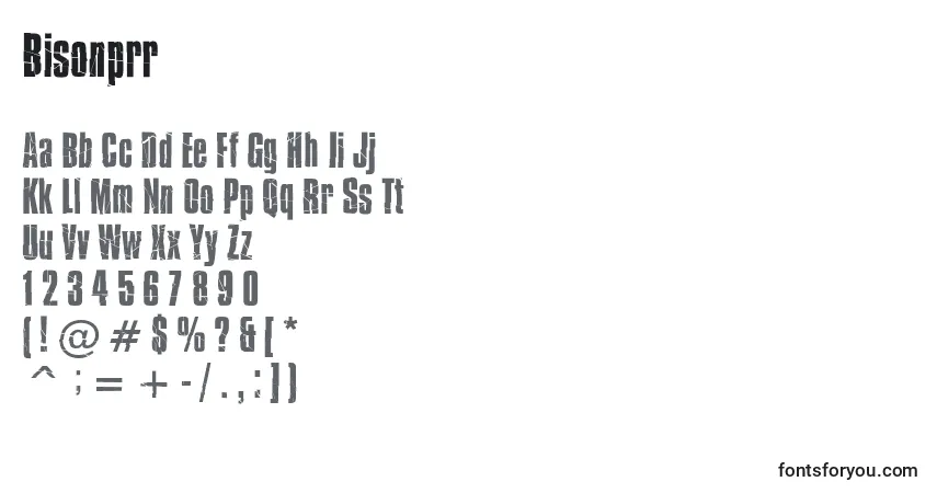 A fonte Bisonprr – alfabeto, números, caracteres especiais