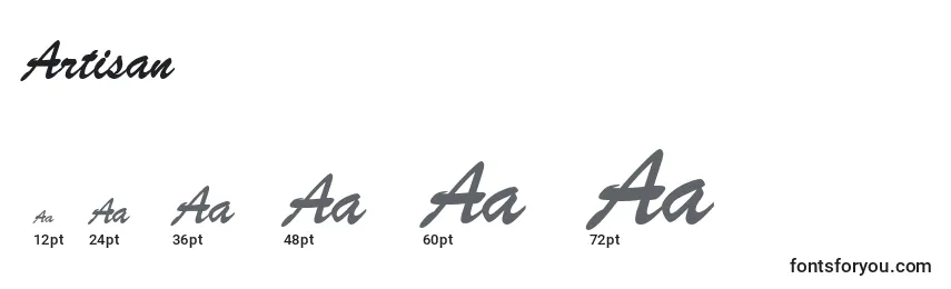 Размеры шрифта Artisan