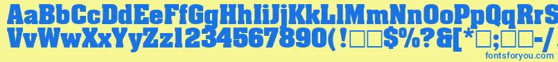 フォントAgaalenboldRoman – 青い文字が黄色の背景にあります。