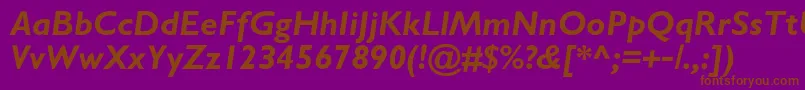 GalscBolditalic-fontti – ruskeat fontit violetilla taustalla