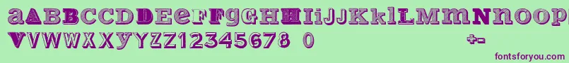 VariusMultiplexPersonalEdition-fontti – violetit fontit vihreällä taustalla