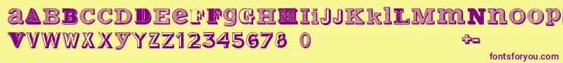 VariusMultiplexPersonalEdition-fontti – violetit fontit keltaisella taustalla