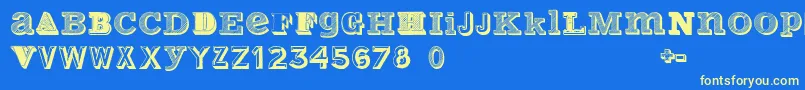 VariusMultiplexPersonalEdition-Schriftart – Gelbe Schriften auf blauem Hintergrund