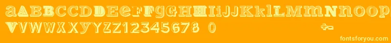 VariusMultiplexPersonalEdition-Schriftart – Gelbe Schriften auf orangefarbenem Hintergrund