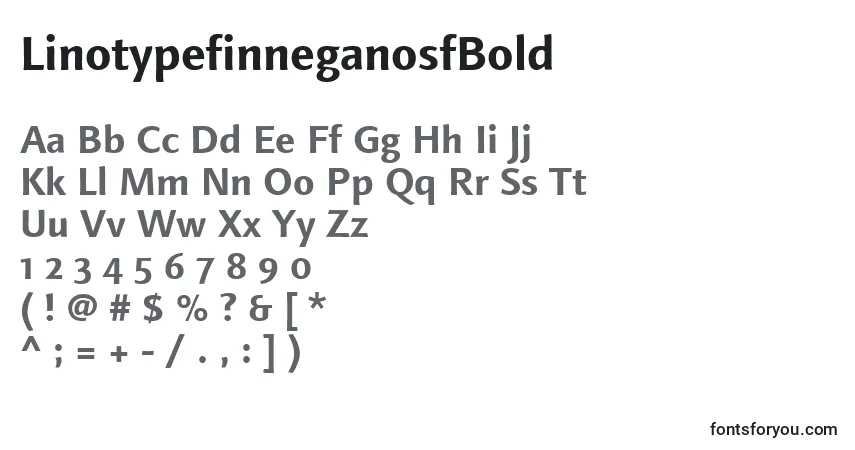 Czcionka LinotypefinneganosfBold – alfabet, cyfry, specjalne znaki