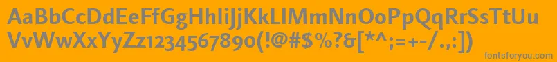 LinotypefinneganosfBold-Schriftart – Graue Schriften auf orangefarbenem Hintergrund