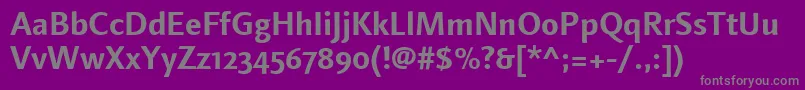 LinotypefinneganosfBold-fontti – harmaat kirjasimet violetilla taustalla