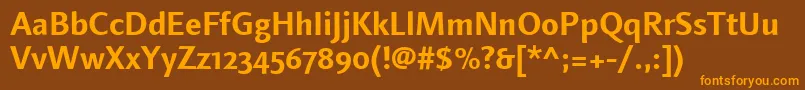 LinotypefinneganosfBold Font – Orange Fonts on Brown Background