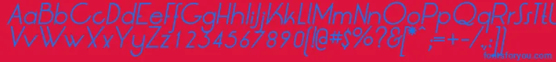 LrtOksanaItalic-fontti – siniset fontit punaisella taustalla