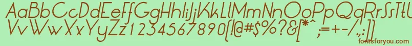 フォントLrtOksanaItalic – 緑の背景に茶色のフォント