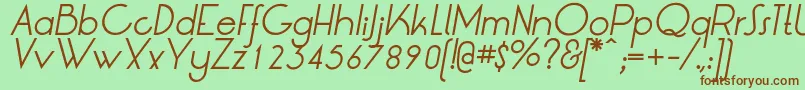 Fonte LrtOksanaItalic – fontes marrons em um fundo verde