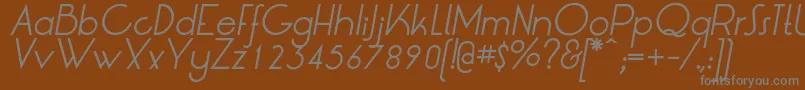 LrtOksanaItalic-Schriftart – Graue Schriften auf braunem Hintergrund