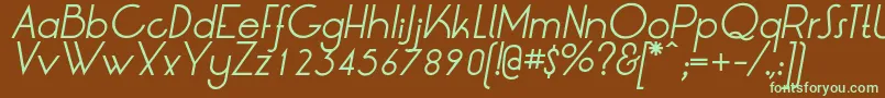 LrtOksanaItalic-Schriftart – Grüne Schriften auf braunem Hintergrund