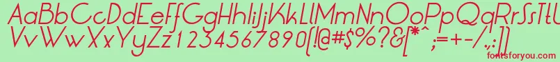 LrtOksanaItalic-fontti – punaiset fontit vihreällä taustalla