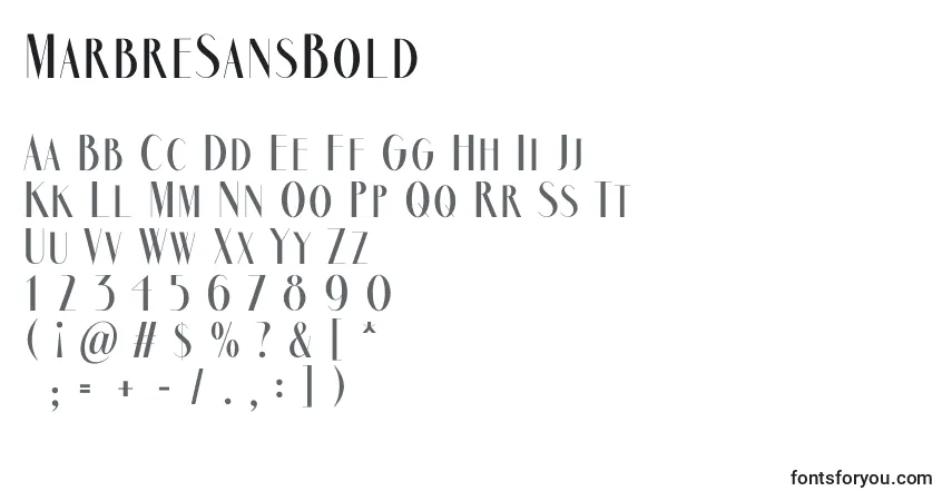 Schriftart MarbreSansBold – Alphabet, Zahlen, spezielle Symbole