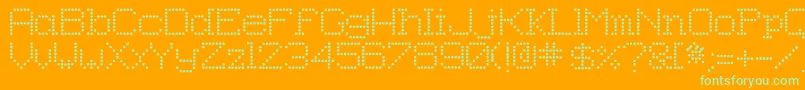8pinmatrix-Schriftart – Grüne Schriften auf orangefarbenem Hintergrund