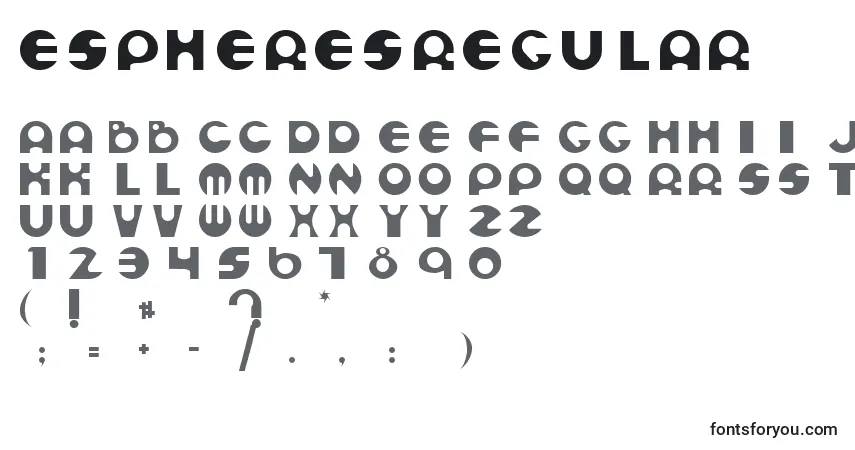 Czcionka EspheresRegular – alfabet, cyfry, specjalne znaki