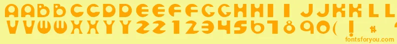 フォントEspheresRegular – オレンジの文字が黄色の背景にあります。