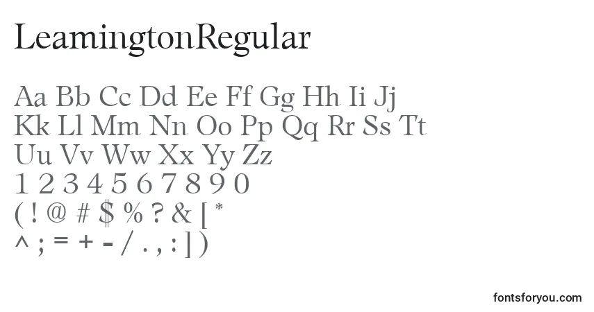 Schriftart LeamingtonRegular – Alphabet, Zahlen, spezielle Symbole