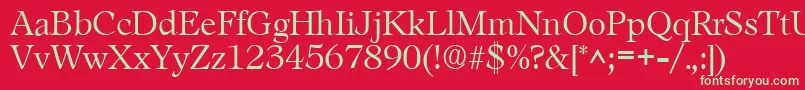 フォントLeamingtonRegular – 赤い背景に緑の文字