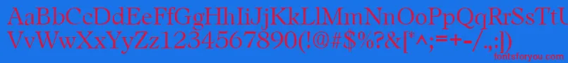 LeamingtonRegular-fontti – punaiset fontit sinisellä taustalla