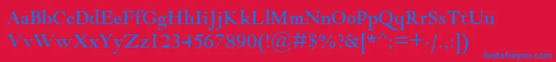 フォントGoudyModernMt – 赤い背景に青い文字