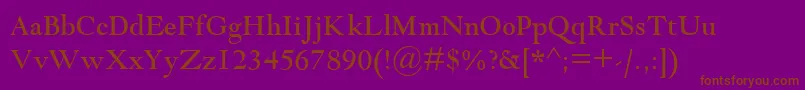 GoudyModernMt-Schriftart – Braune Schriften auf violettem Hintergrund