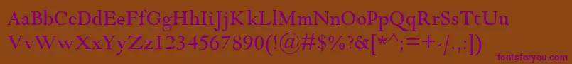 GoudyModernMt Font – Purple Fonts on Brown Background