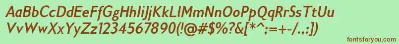 Gilliusadfno2Boldconditalic Font – Brown Fonts on Green Background