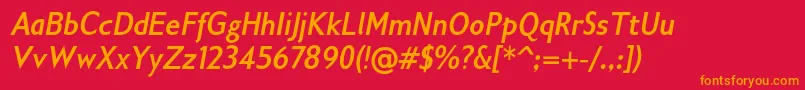 Gilliusadfno2Boldconditalic Font – Orange Fonts on Red Background