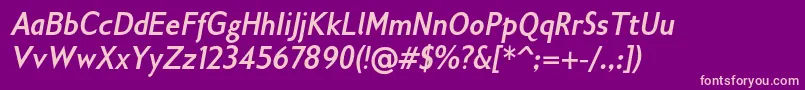 Gilliusadfno2Boldconditalic Font – Pink Fonts on Purple Background