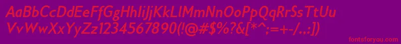 Gilliusadfno2Boldconditalic Font – Red Fonts on Purple Background