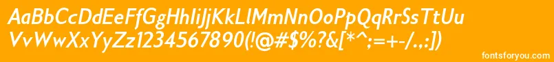 Gilliusadfno2Boldconditalic-Schriftart – Weiße Schriften auf orangefarbenem Hintergrund