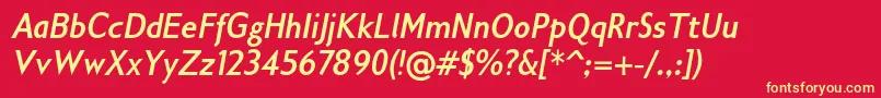 Gilliusadfno2Boldconditalic Font – Yellow Fonts on Red Background