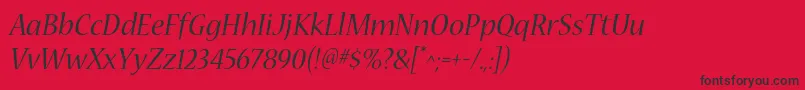 フォントNuevastdItalic – 赤い背景に黒い文字
