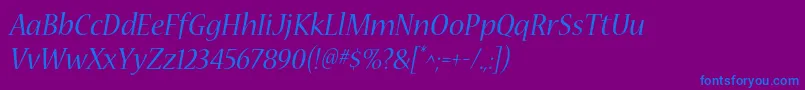 フォントNuevastdItalic – 紫色の背景に青い文字